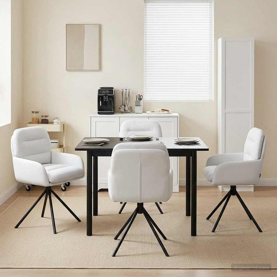 Draai Eetstoelen 4 pcs Kunstleer Wit 59 x 59,5 x 90 cm