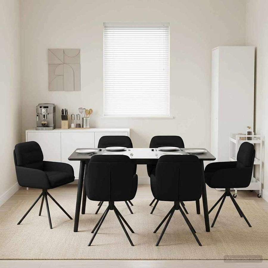 Draai Eetstoelen 6 pcs Kunstleer Zwart 59 x 59,5 x 90 cm