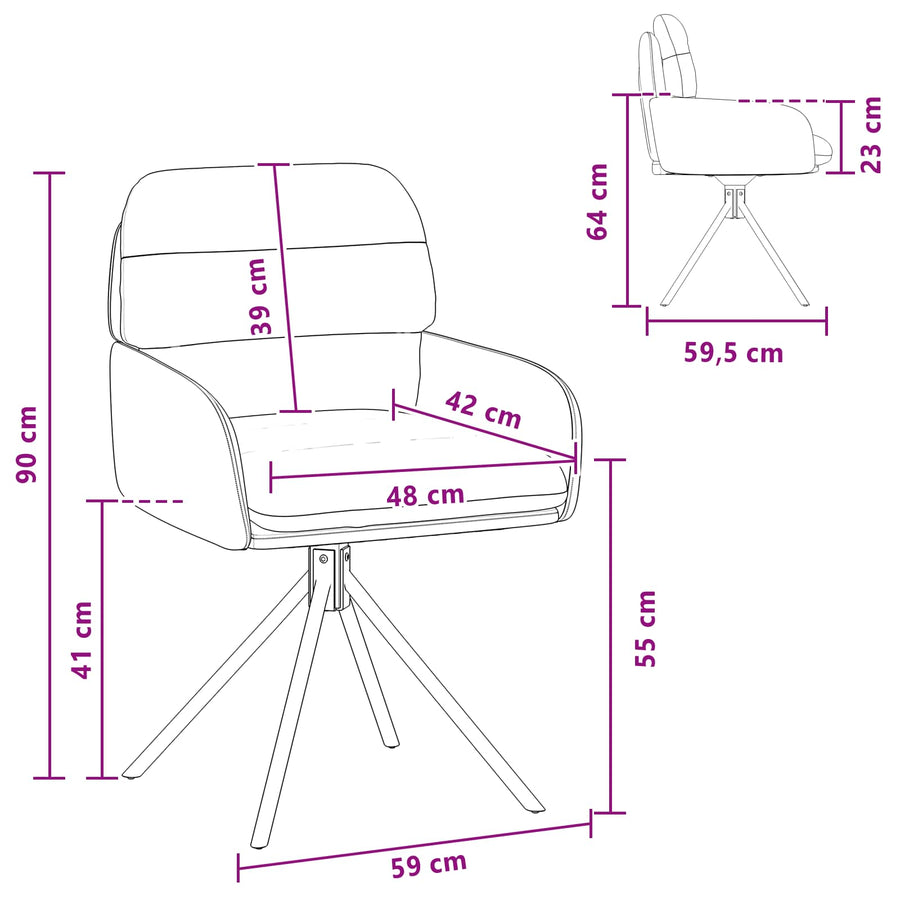 Draai Eetstoelen 6 pcs Kunstleer Zwart 59 x 59,5 x 90 cm