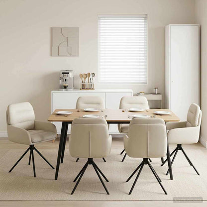 Draai Eetstoelen 6 pcs Kunstleer Crèmekleurig 59 x 59,5 x 90 cm
