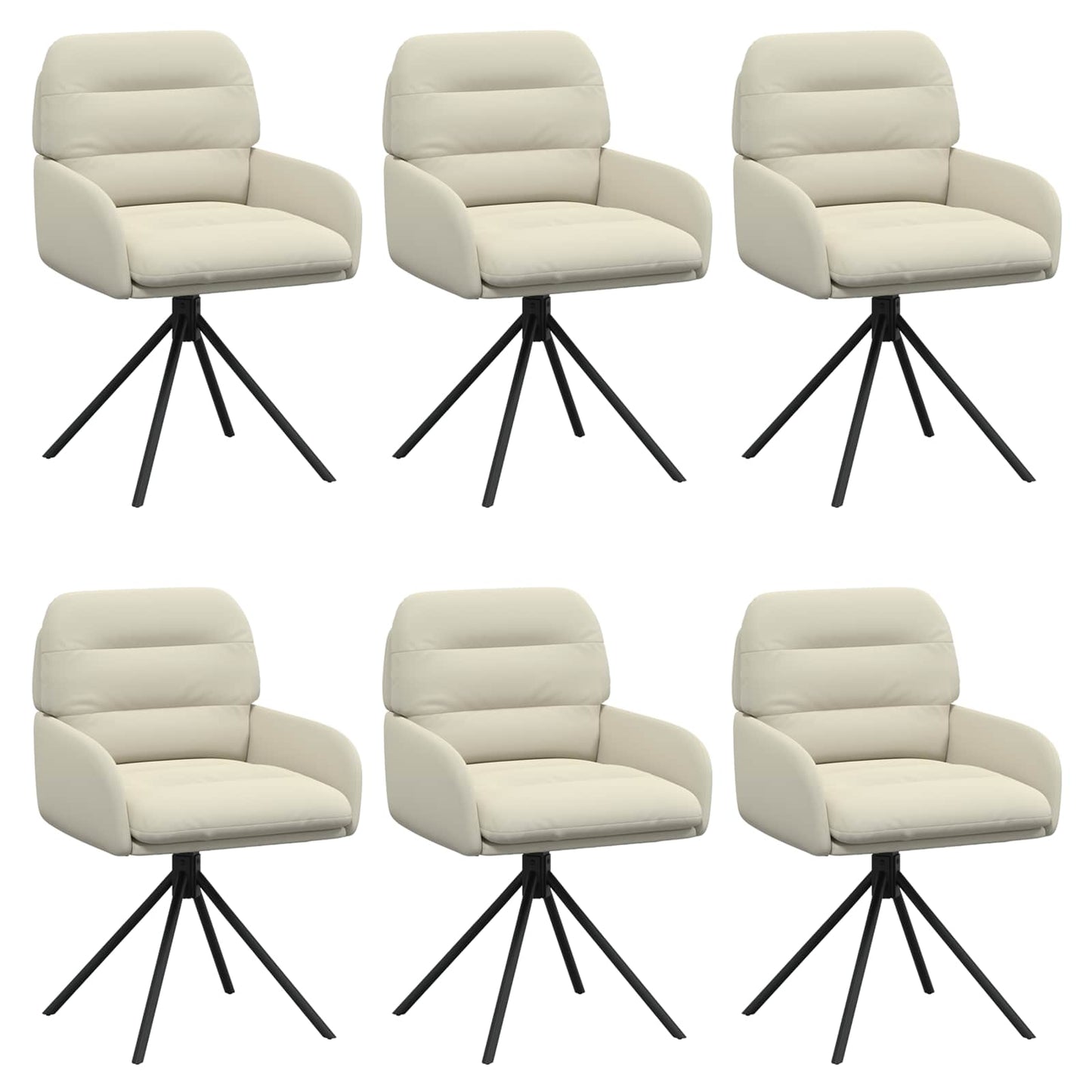 Draai Eetstoelen 6 pcs Kunstleer Crèmekleurig 59 x 59,5 x 90 cm