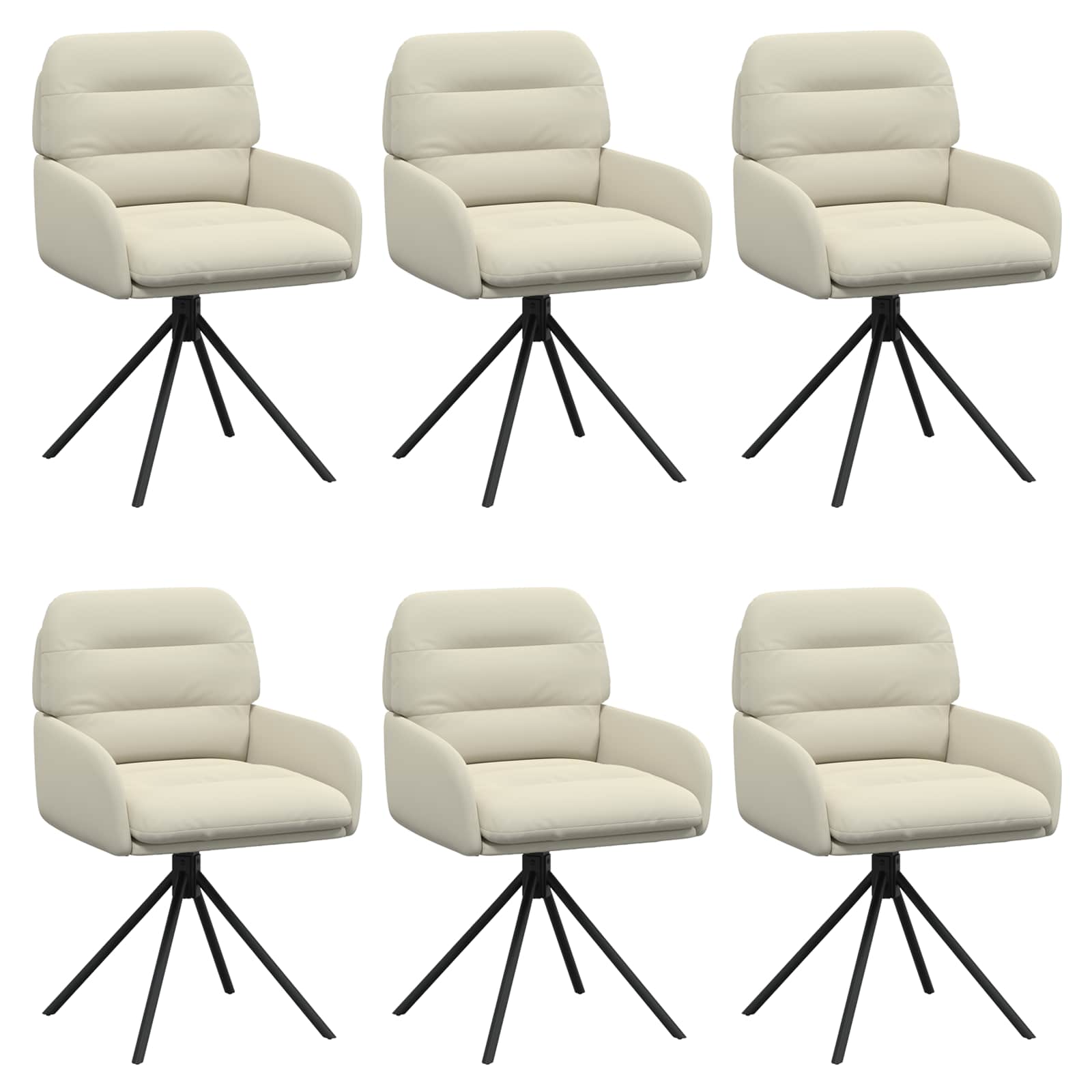 Draai Eetstoelen 6 pcs Kunstleer Crèmekleurig 59 x 59,5 x 90 cm