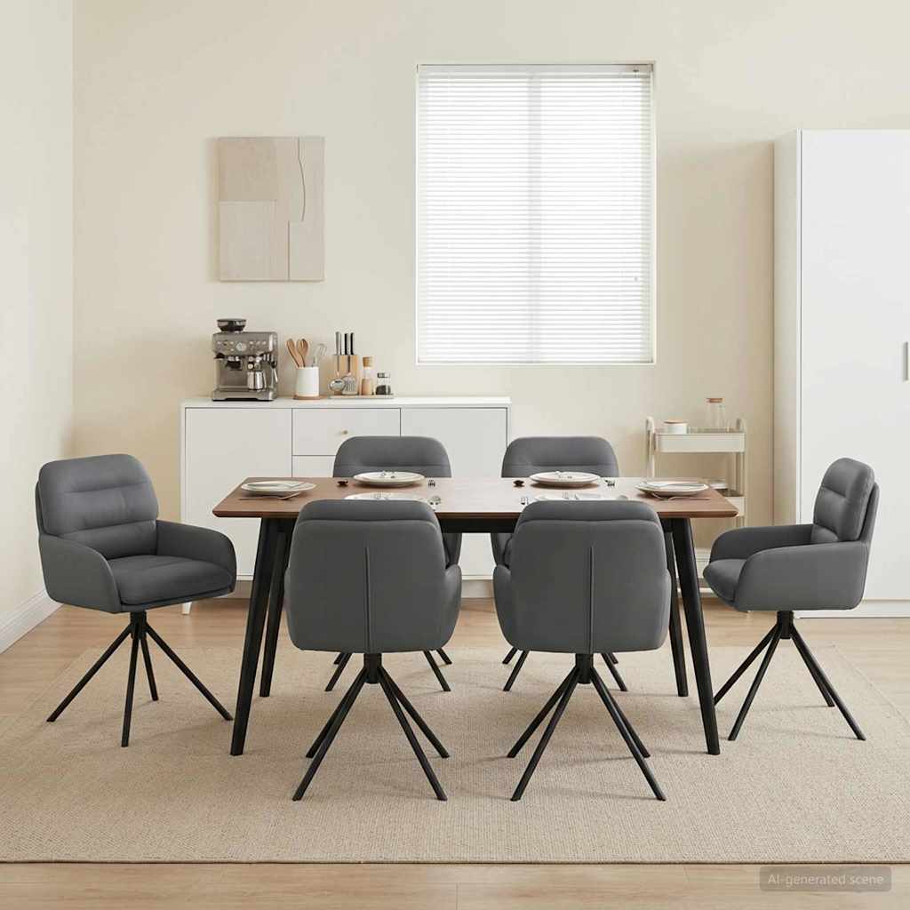 Draai Eetstoelen 6 pcs Kunstleer Grijs 59 x 59,5 x 90 cm