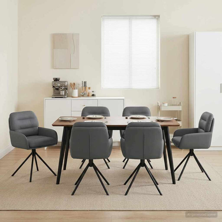 Draai Eetstoelen 6 pcs Kunstleer Grijs 59 x 59,5 x 90 cm