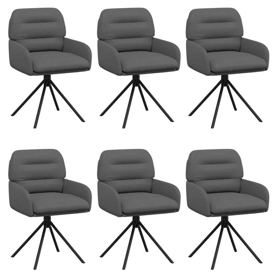 Draai Eetstoelen 6 pcs Kunstleer Grijs 59 x 59,5 x 90 cm