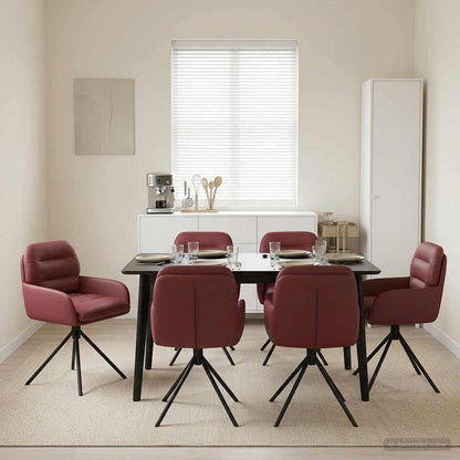 Draai Eetstoelen 6 pcs Kunstleer Wijnrood 59 x 59,5 x 90 cm