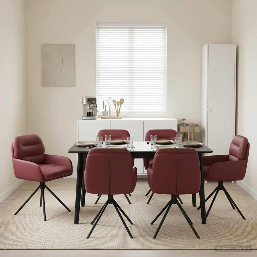 Draai Eetstoelen 6 pcs Kunstleer Wijnrood 59 x 59,5 x 90 cm