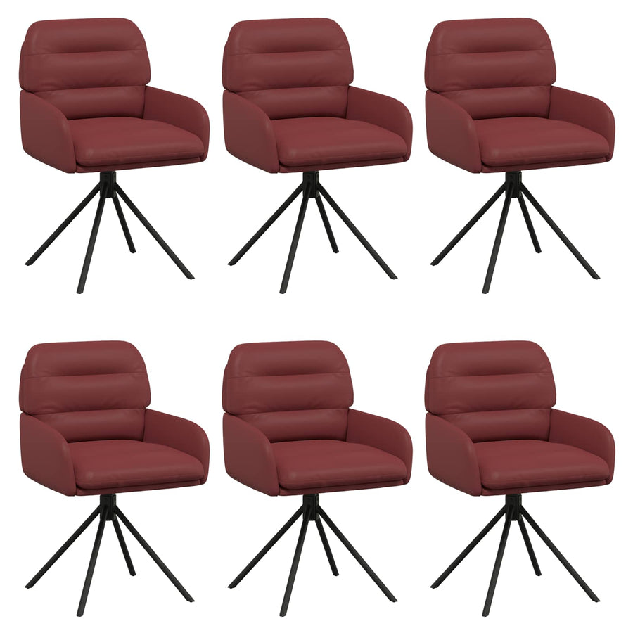 Draai Eetstoelen 6 pcs Kunstleer Wijnrood 59 x 59,5 x 90 cm