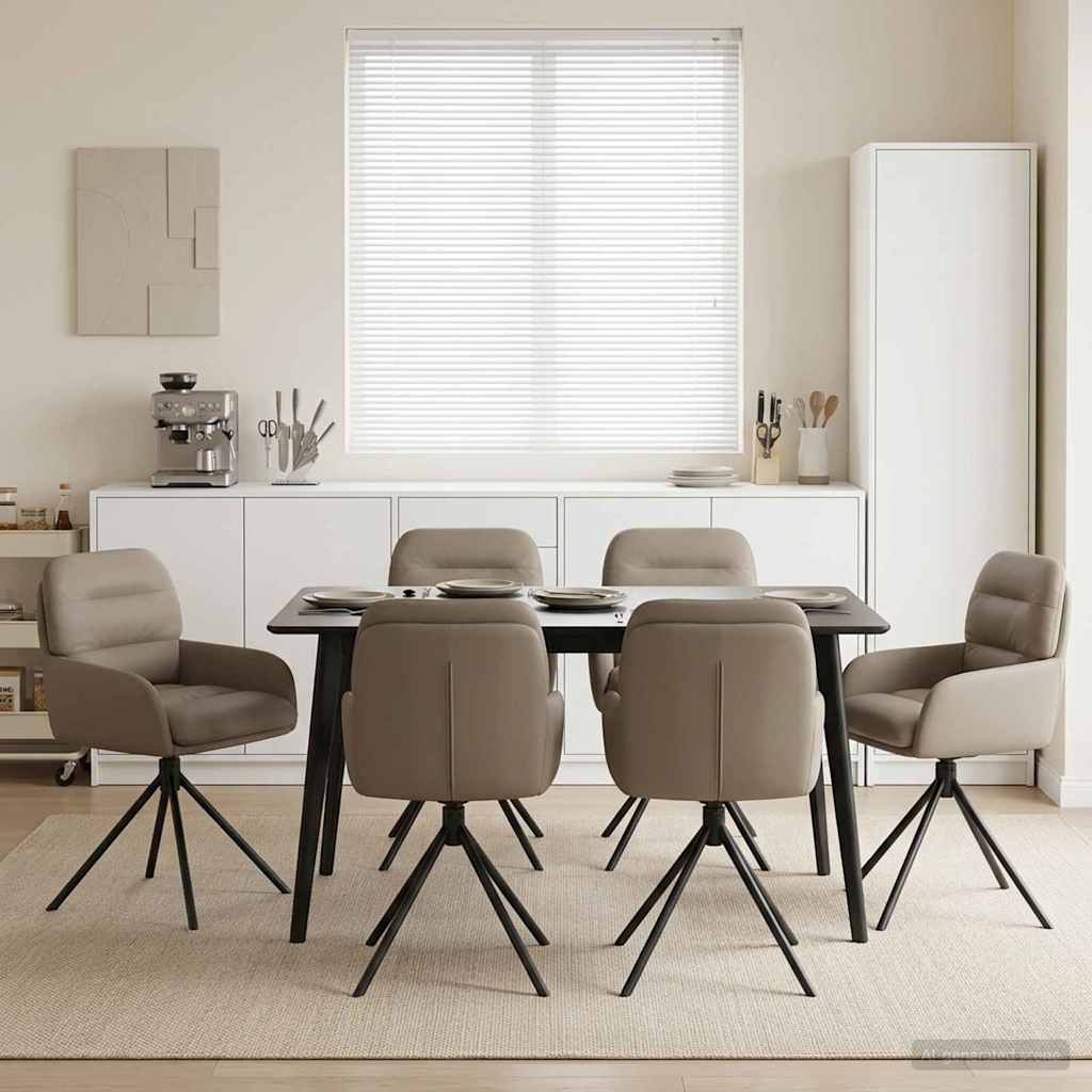 Draai Eetstoelen 6 pcs Kunstleer Cappuccino 59 x 59,5 x 90 cm