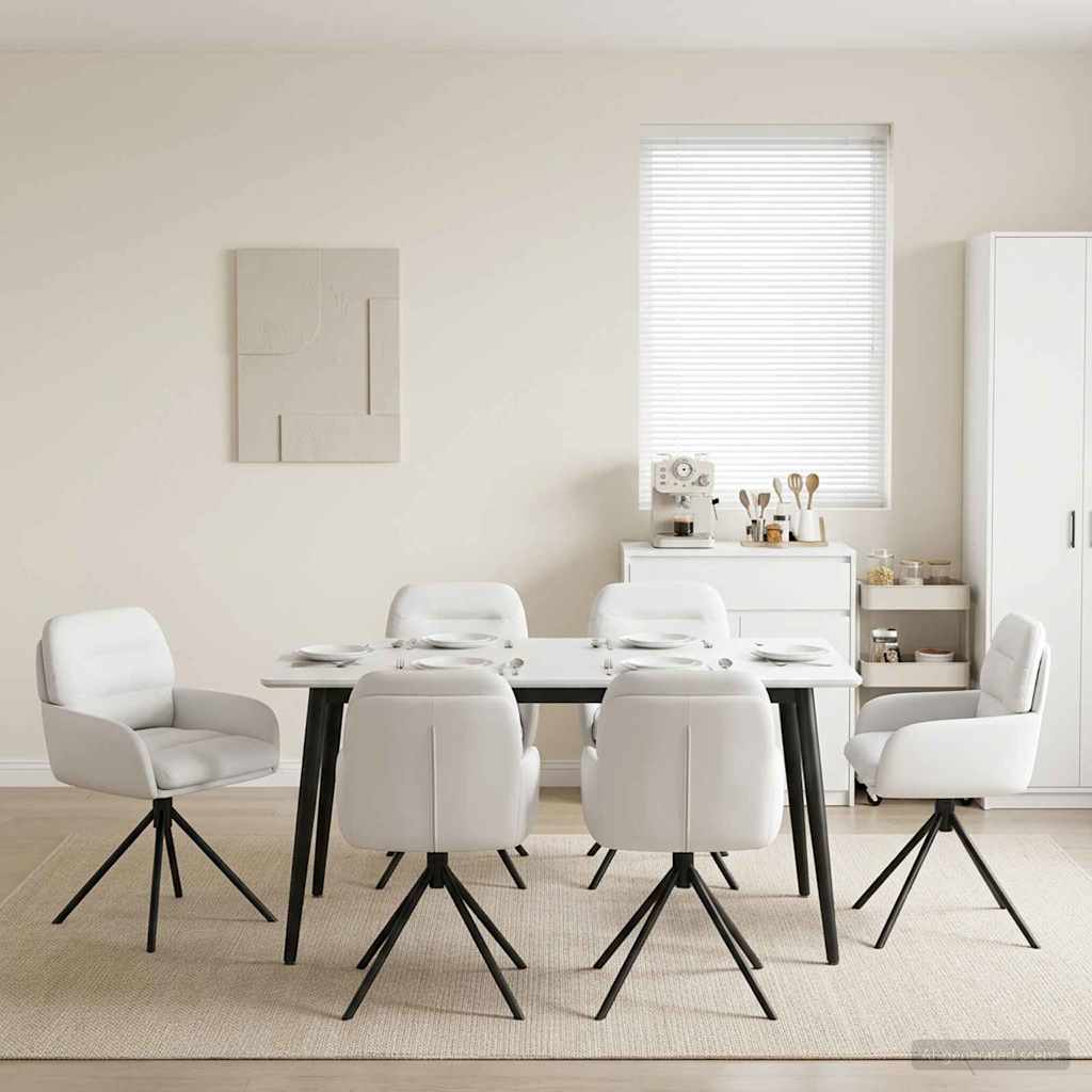 Draai Eetstoelen 6 pcs Kunstleer Wit 59 x 59,5 x 90 cm