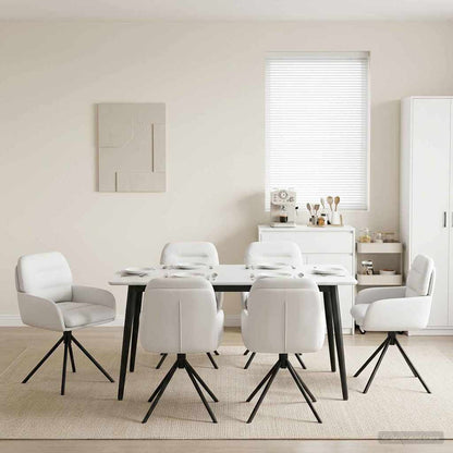 Draai Eetstoelen 6 pcs Kunstleer Wit 59 x 59,5 x 90 cm
