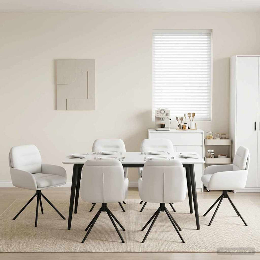Draai Eetstoelen 6 pcs Kunstleer Wit 59 x 59,5 x 90 cm