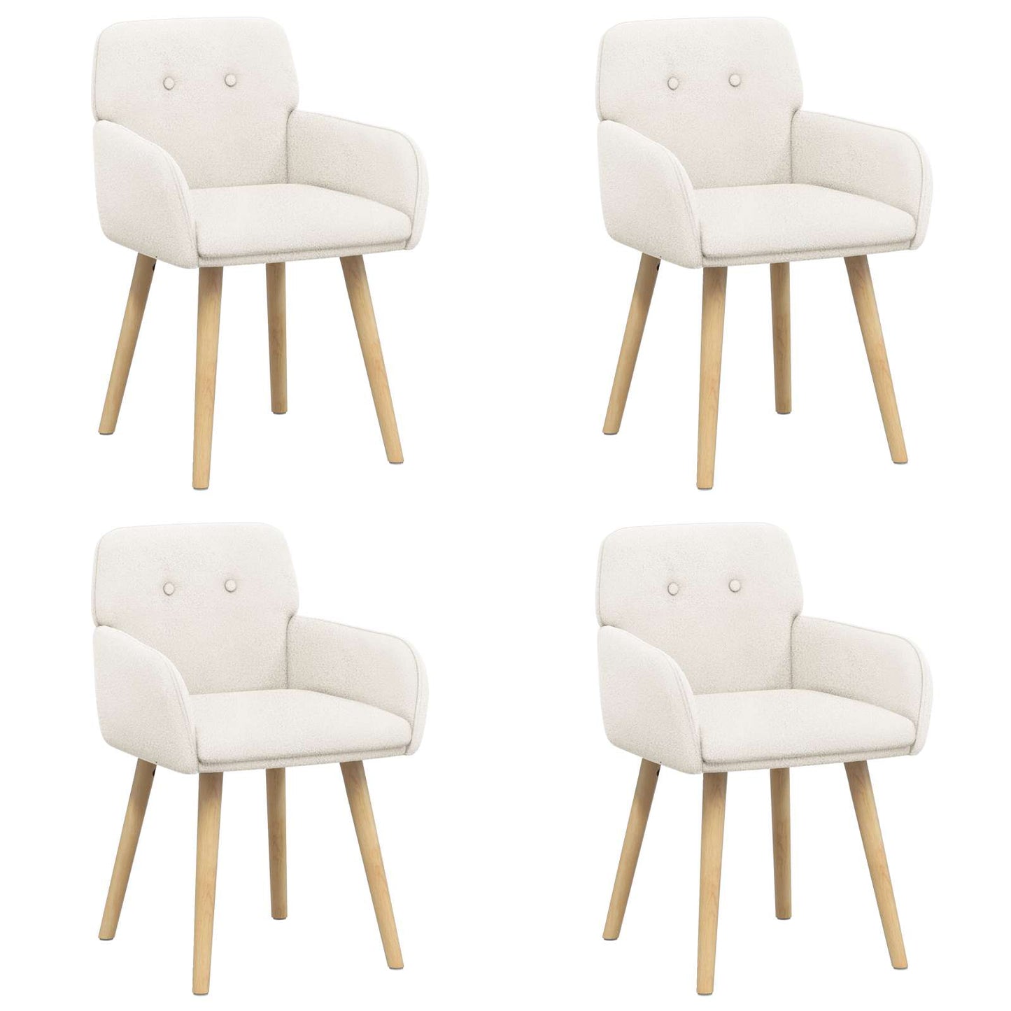 Eettafelstoelen 4 pcs Bouclé Crèmekleurig 59 x 57 x 85 cm