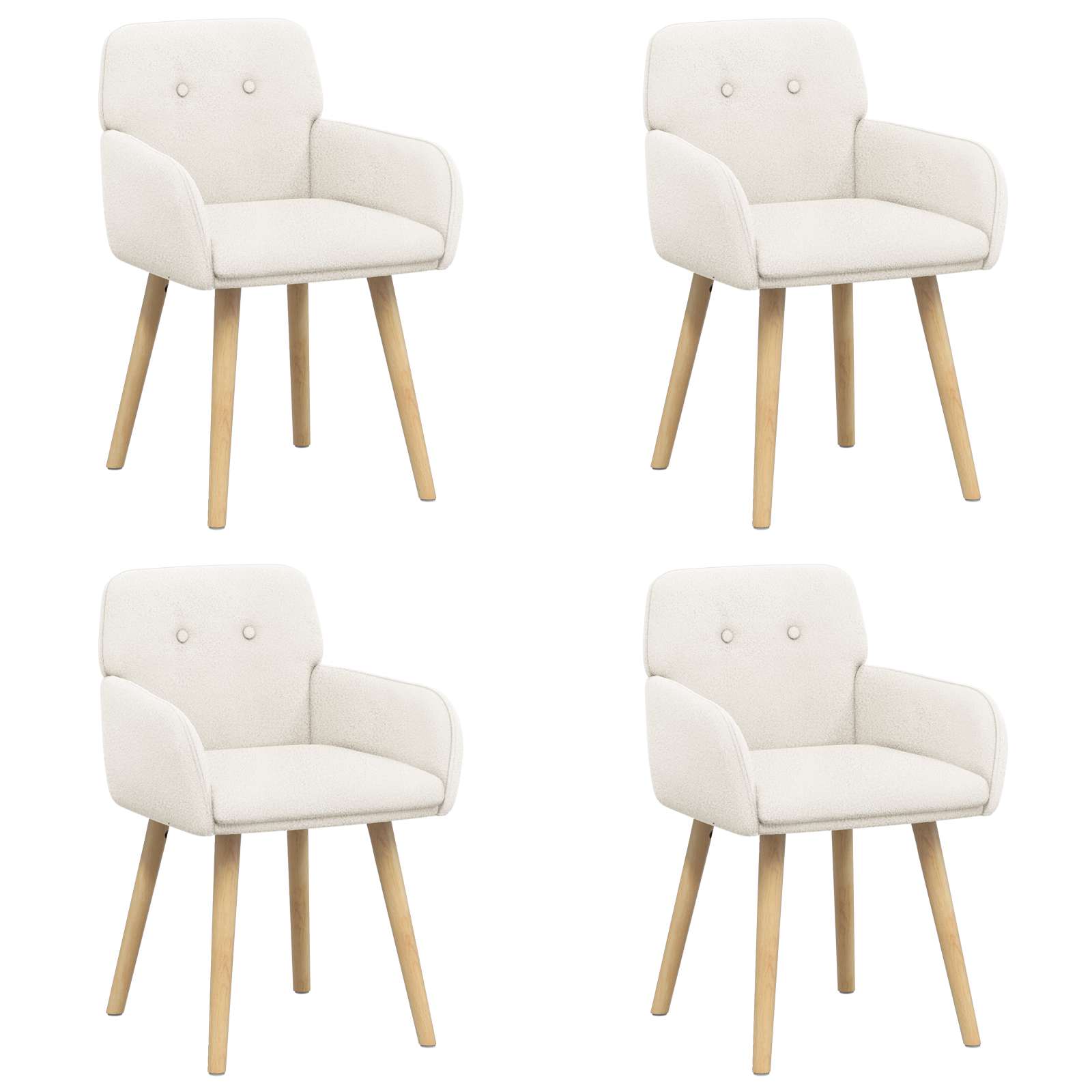 Eettafelstoelen 4 pcs Bouclé Crèmekleurig 59 x 57 x 85 cm