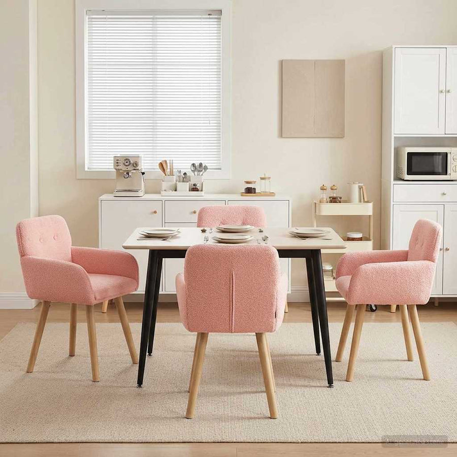 Eettafelstoelen 4 pcs Bouclé Roze 59 x 57 x 85 cm