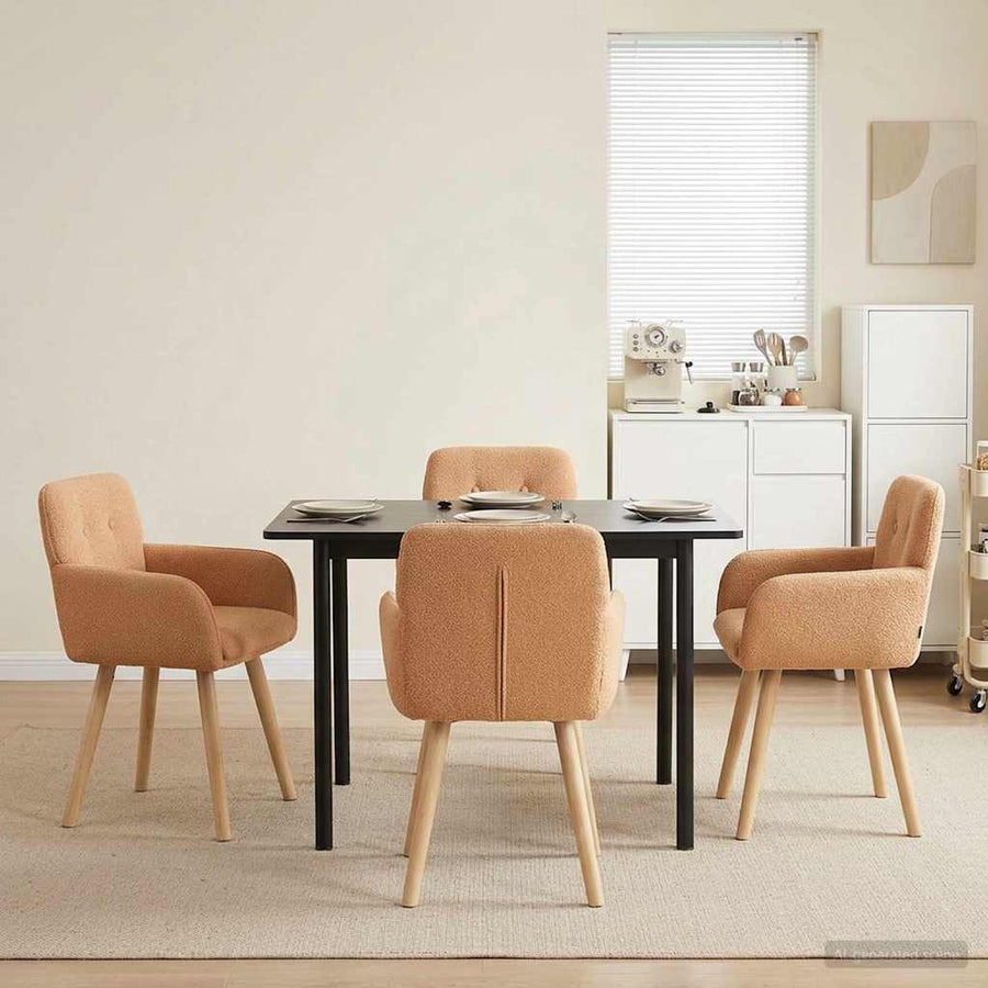 Eettafelstoelen 4 pcs Bouclé Beige 59 x 57 x 85 cm