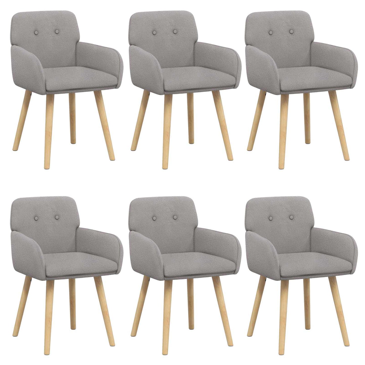 Eettafelstoelen 6 pcs Bouclé Lichtgrijs 59 x 57 x 85 cm