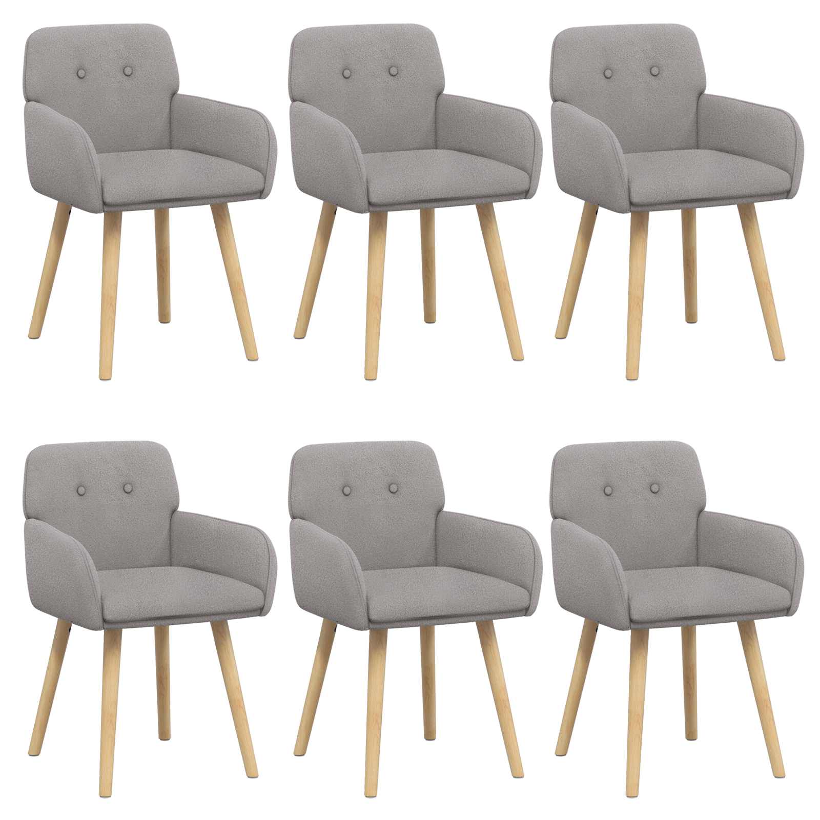 Eettafelstoelen 6 pcs Bouclé Lichtgrijs 59 x 57 x 85 cm