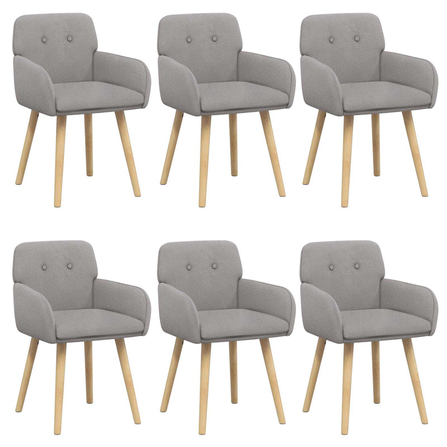 Eettafelstoelen 6 pcs Bouclé Lichtgrijs 59 x 57 x 85 cm