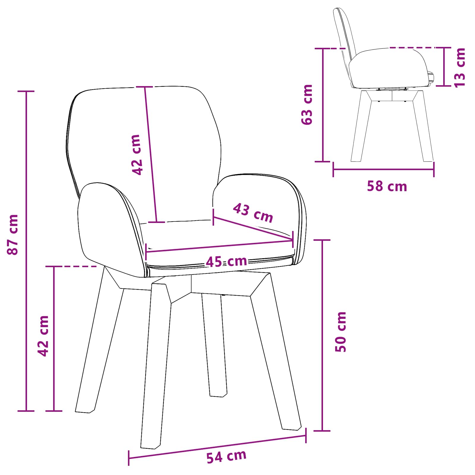 Eettafelstoelen 6 pcs Bouclé Lichtgrijs 59 x 57 x 85 cm