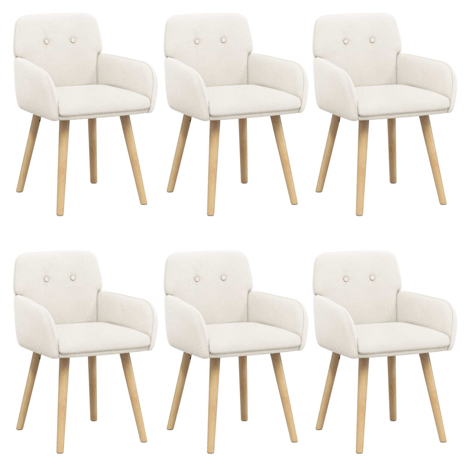 Eettafelstoelen 6 pcs Bouclé Crèmekleurig 59 x 57 x 85 cm