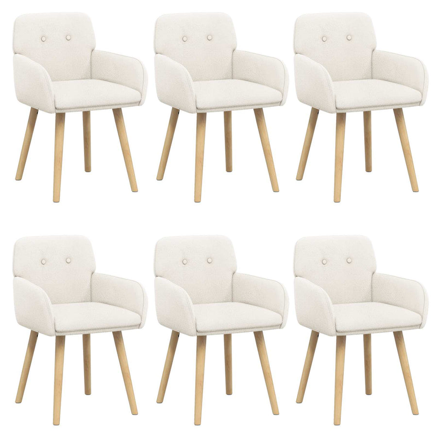 Eettafelstoelen 6 pcs Bouclé Crèmekleurig 59 x 57 x 85 cm