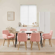Eetkamerstoelen roze 6 stuks 59x57x85 cm bouclé