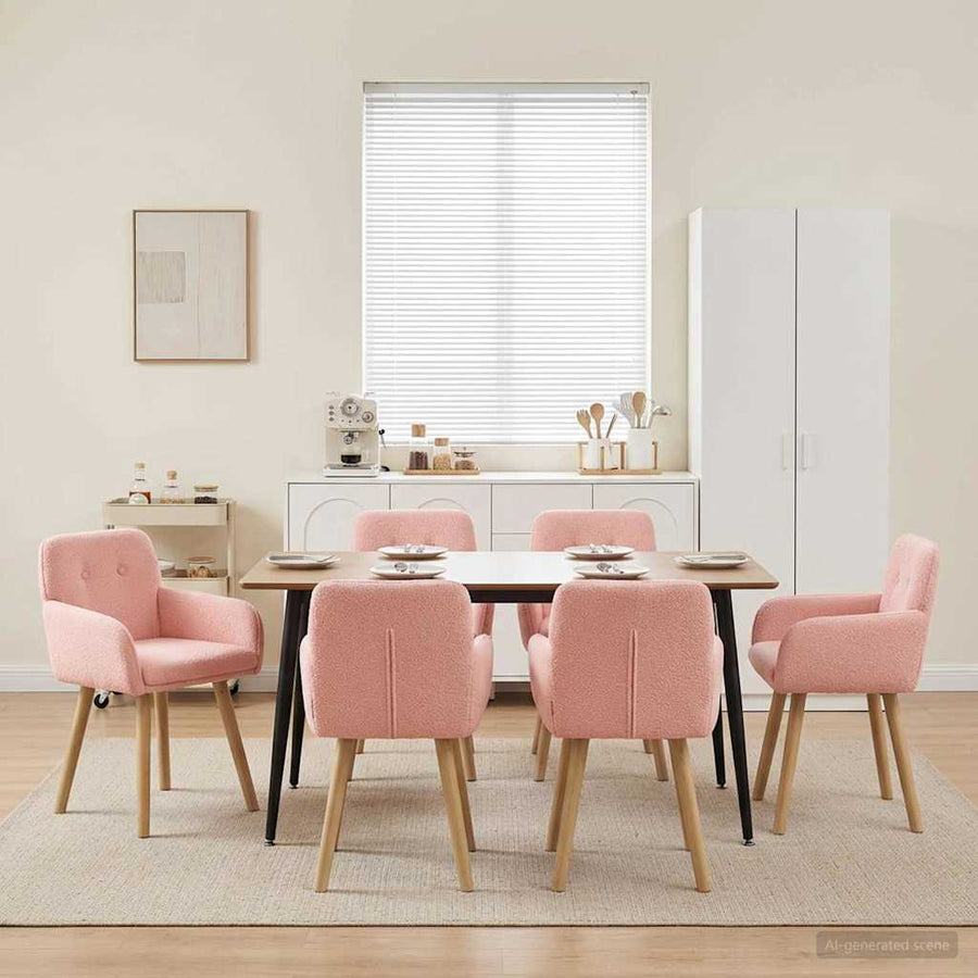 Eettafelstoelen 6 pcs Bouclé Roze 59 x 57 x 85 cm