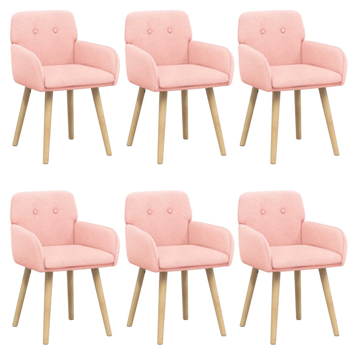 Eettafelstoelen 6 pcs Bouclé Roze 59 x 57 x 85 cm