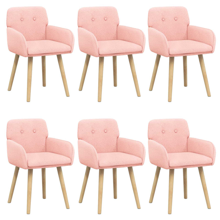 Eettafelstoelen 6 pcs Bouclé Roze 59 x 57 x 85 cm