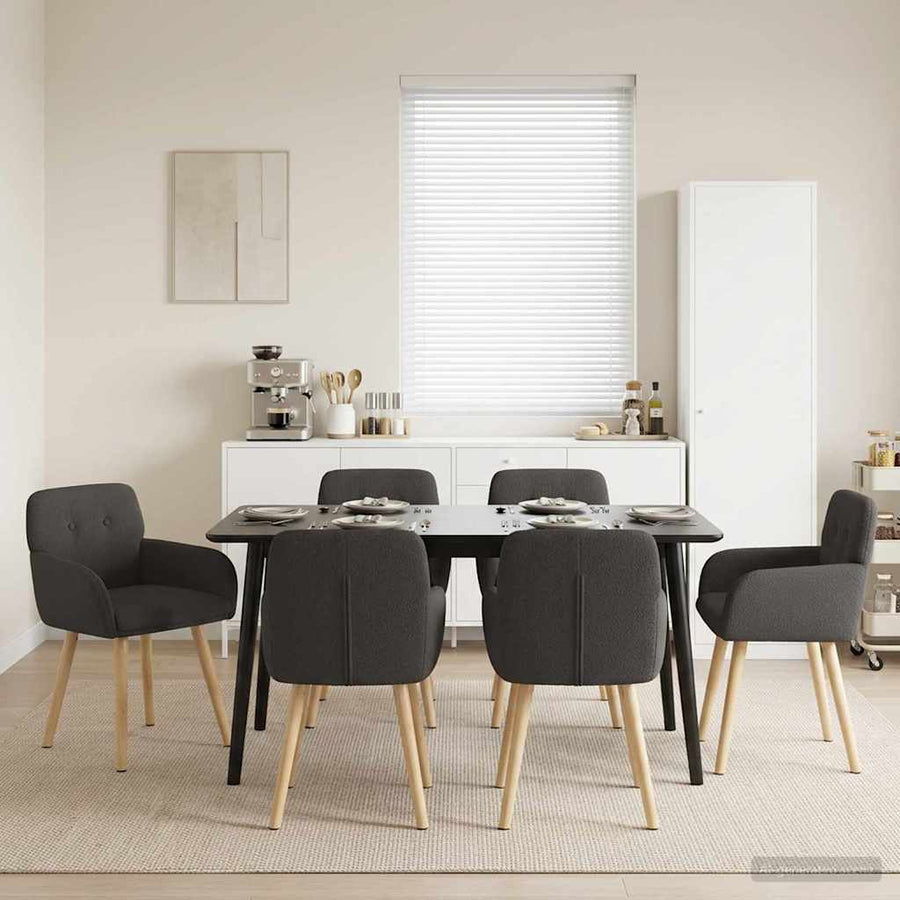 Eettafelstoelen 6 pcs Bouclé Donkergrijs 59 x 57 x 85 cm