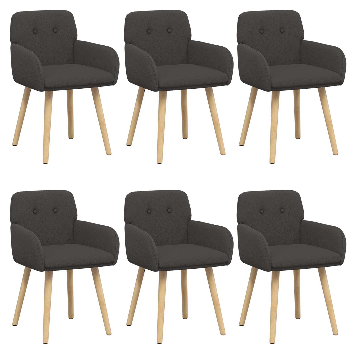 Eettafelstoelen 6 pcs Bouclé Donkergrijs 59 x 57 x 85 cm
