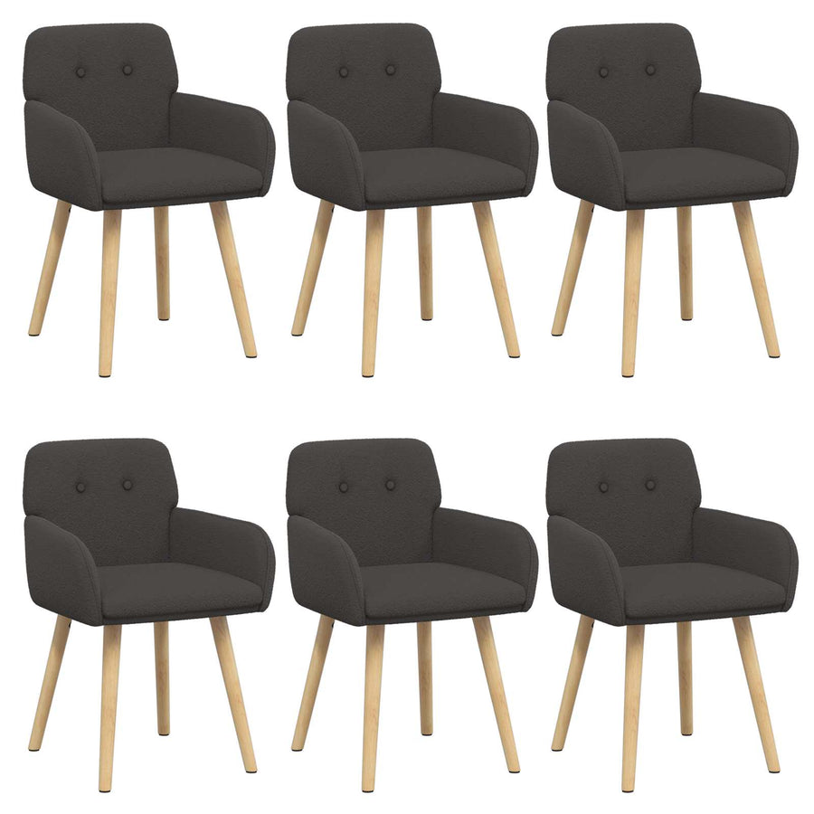 Eettafelstoelen 6 pcs Bouclé Donkergrijs 59 x 57 x 85 cm