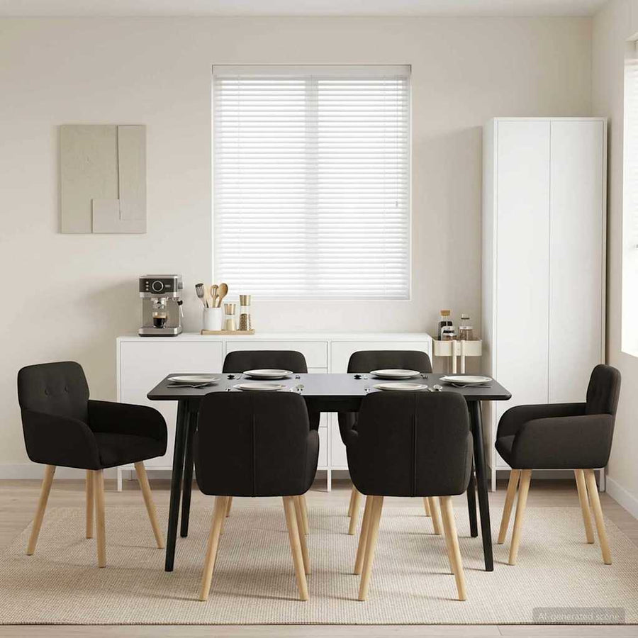 Eettafelstoelen 6 pcs Bouclé Zwart 59 x 57 x 85 cm
