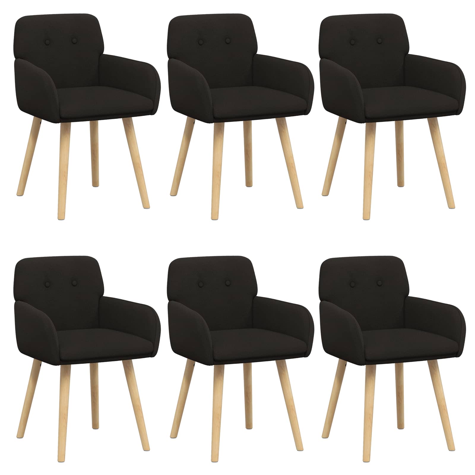Eettafelstoelen 6 pcs Bouclé Zwart 59 x 57 x 85 cm