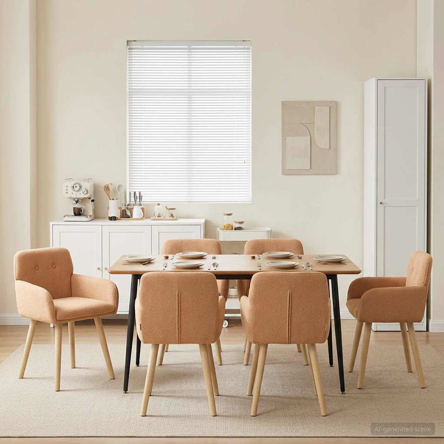 Eettafelstoelen 6 pcs Bouclé Beige 59 x 57 x 85 cm