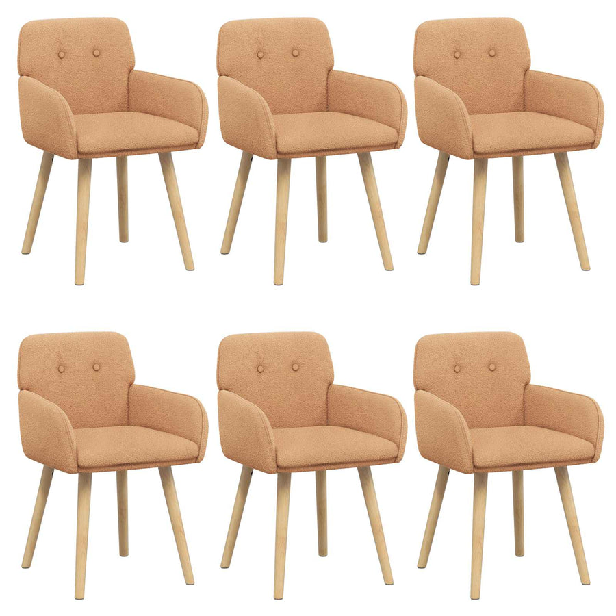 Eettafelstoelen 6 pcs Bouclé Beige 59 x 57 x 85 cm