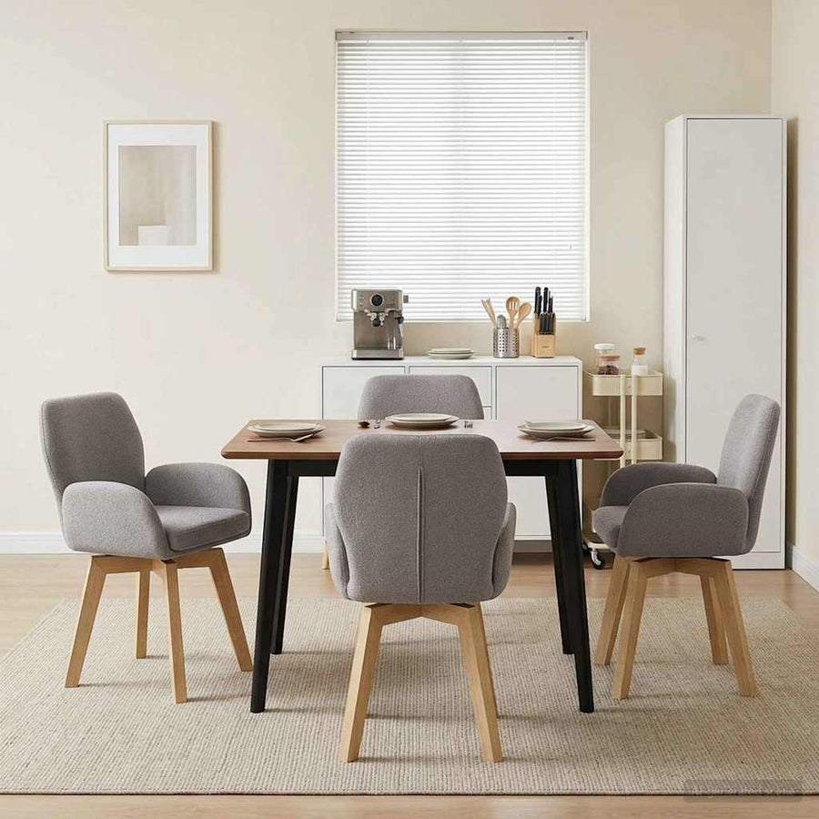 Draai Eetstoelen 4 pcs Bouclé Lichtgrijs 54 x 58 x 87 cm