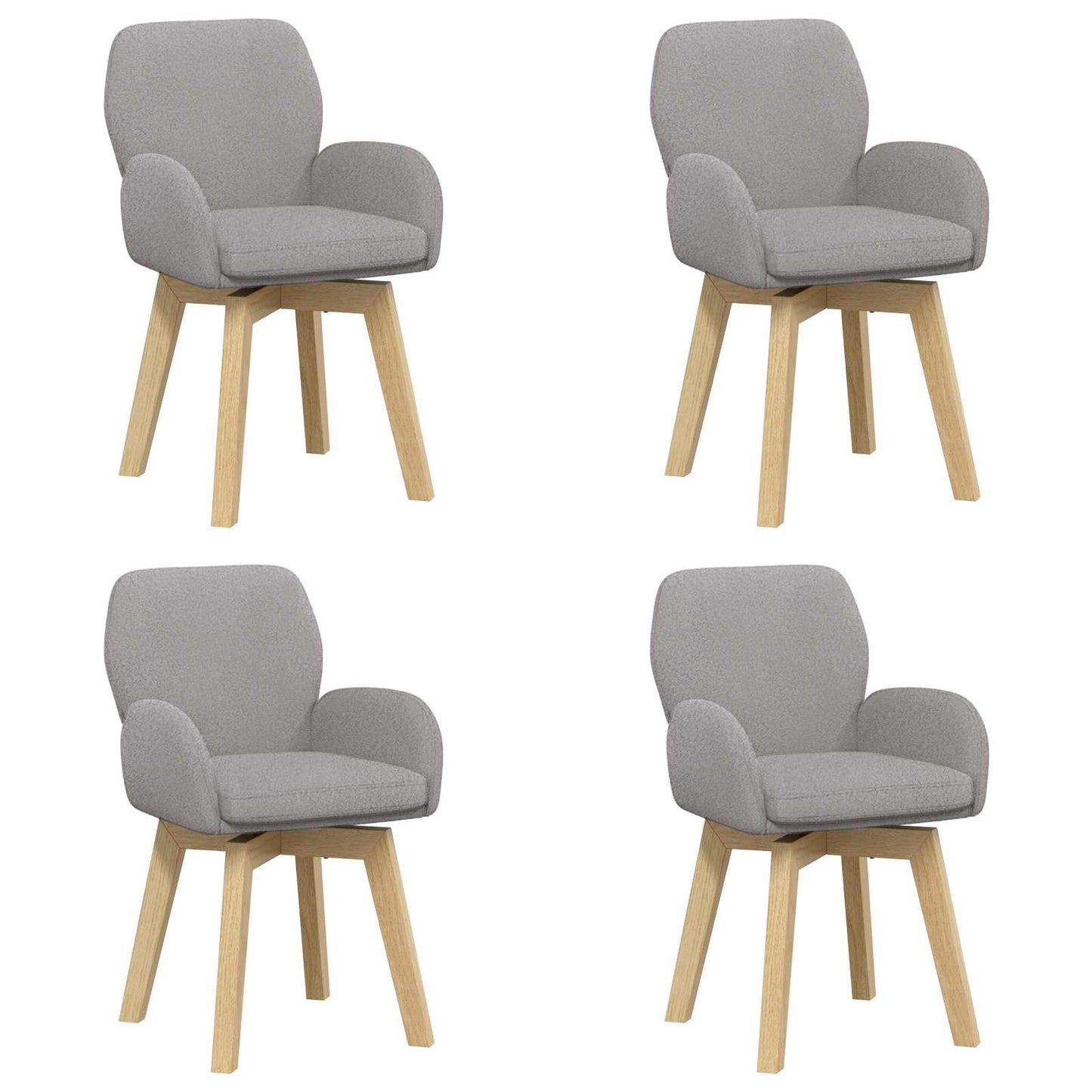 Draai Eetstoelen 4 pcs Bouclé Lichtgrijs 54 x 58 x 87 cm