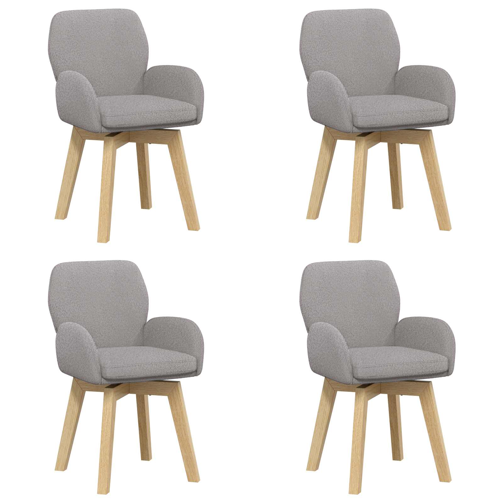 Draai Eetstoelen 4 pcs Bouclé Lichtgrijs 54 x 58 x 87 cm