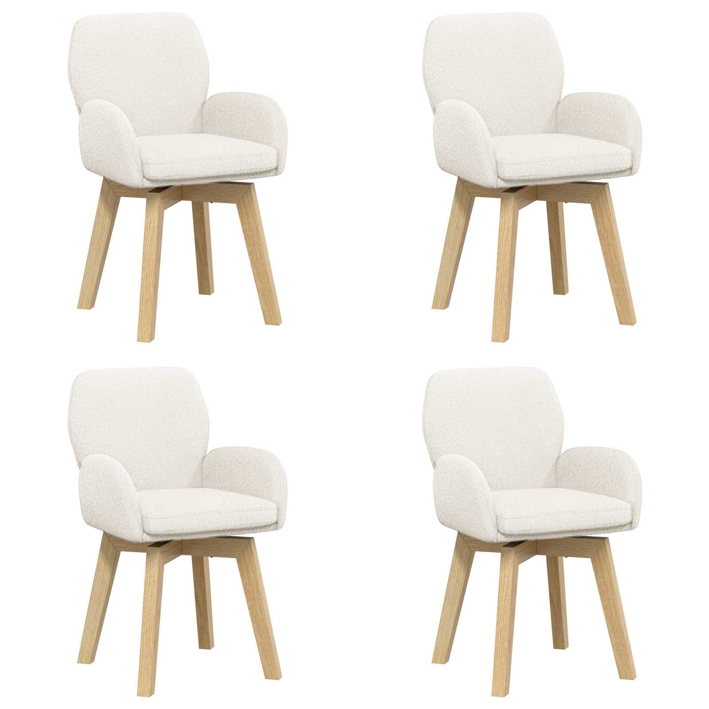 Draai Eetstoelen 4 pcs Bouclé Crèmekleurig 54 x 58 x 87 cm