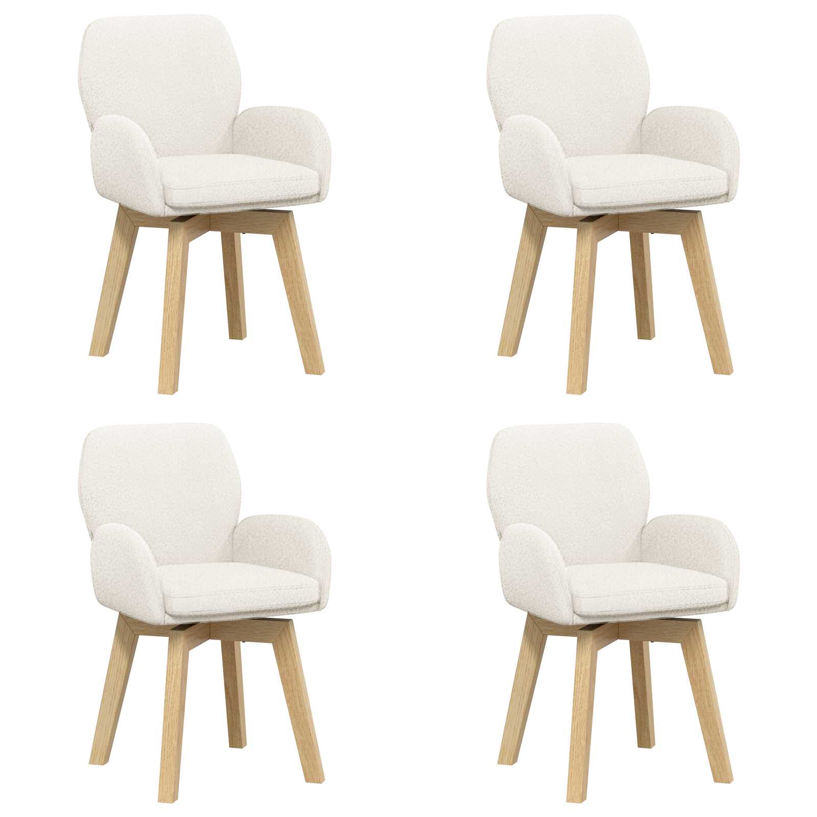 Draai Eetstoelen 4 pcs Bouclé Crèmekleurig 54 x 58 x 87 cm