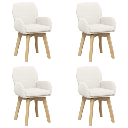 Draai Eetstoelen 4 pcs Bouclé Crèmekleurig 54 x 58 x 87 cm