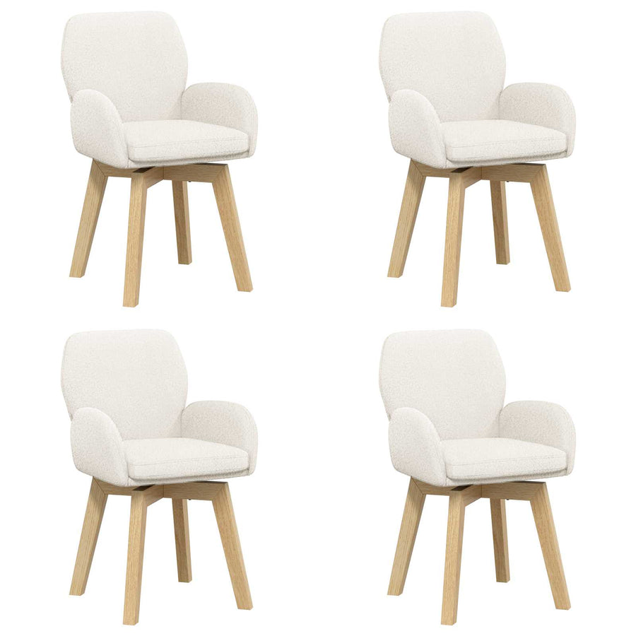 Draai Eetstoelen 4 pcs Bouclé Crèmekleurig 54 x 58 x 87 cm