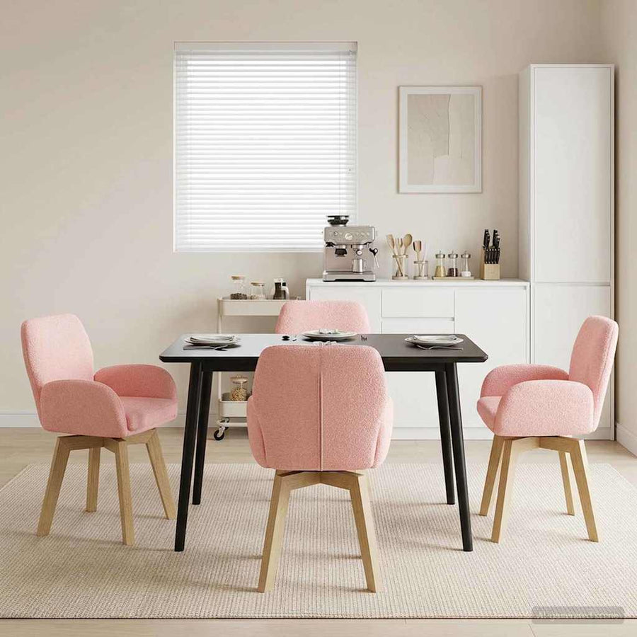 Draai Eetstoelen 4 pcs Bouclé Roze 54 x 58 x 87 cm