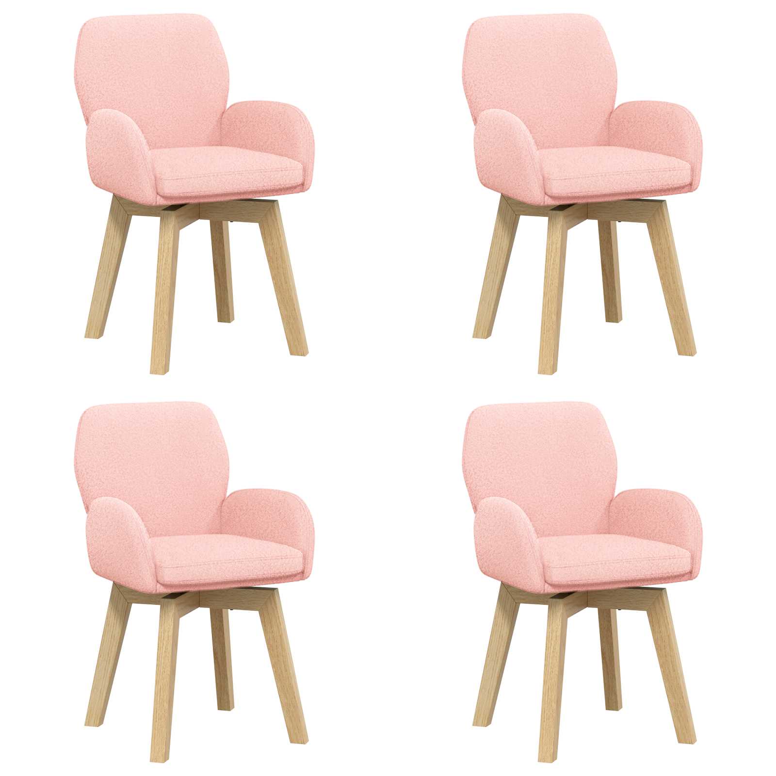 Draai Eetstoelen 4 pcs Bouclé Roze 54 x 58 x 87 cm