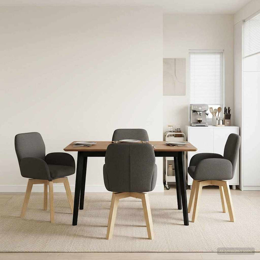 Draai Eetstoelen 4 pcs Bouclé Donkergrijs 54 x 58 x 87 cm