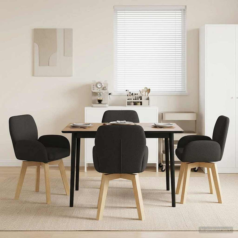 Draai Eetstoelen 4 pcs Bouclé Zwart 54 x 58 x 87 cm