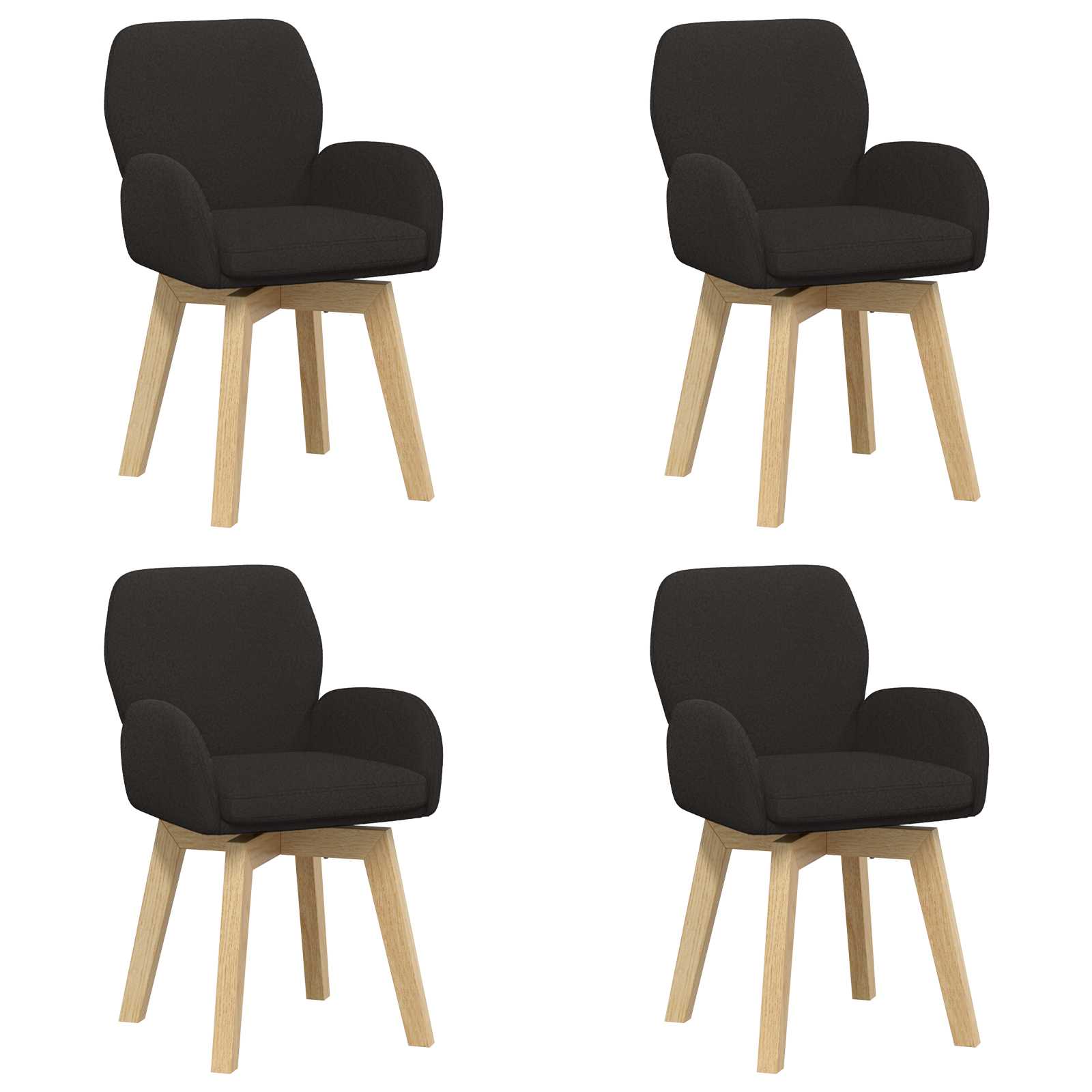 Draai Eetstoelen 4 pcs Bouclé Zwart 54 x 58 x 87 cm