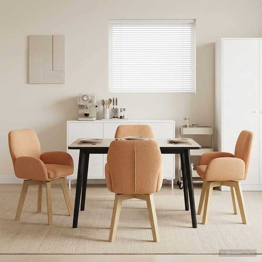 Draai Eetstoelen 4 pcs Bouclé Beige 54 x 58 x 87 cm
